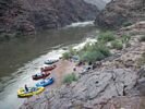 Rafts on the shore at Across Deer Creek Camp, Grand Canyon