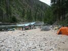 A rafting trip camped at Bargamin Creek on the Main Salmon River